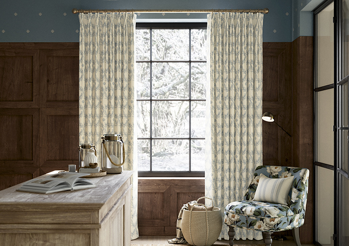 Trellis Prints, Vine and Bloom Romsey Raffs Blue - Made to Measure Curtains - Image 3